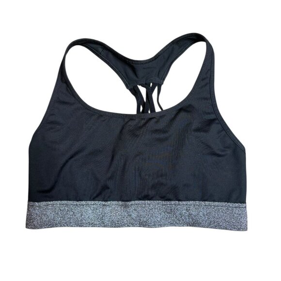VS Victoria's Secret Sport Bra - Black & Silver Racerback Size Small - Picture 1 of 5